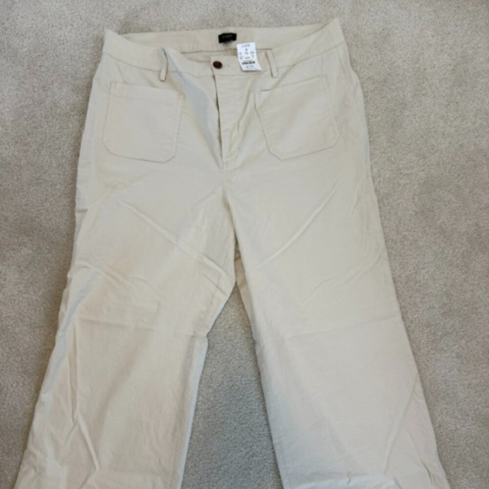 NWT- J. Crew high-rise patch-pocket wide-leg pant cream